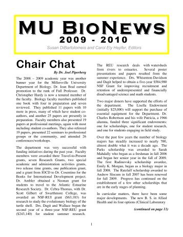 MU BioNews MU BioNews Chair Chat - Millersville University