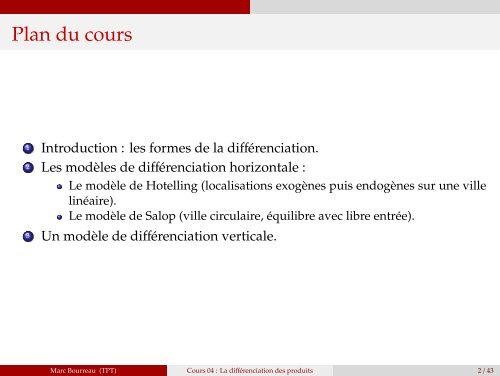 La diffÃ©renciation des produits - (SES) de Telecom ParisTech