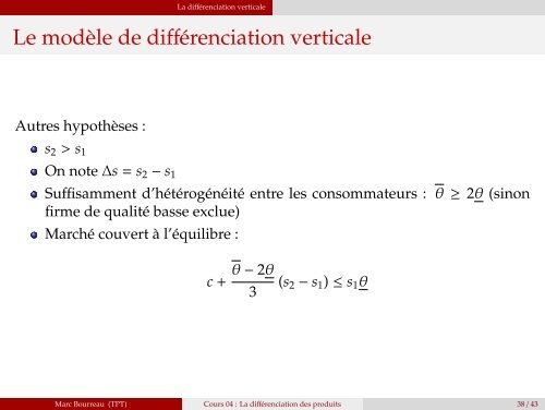 La diffÃ©renciation des produits - (SES) de Telecom ParisTech