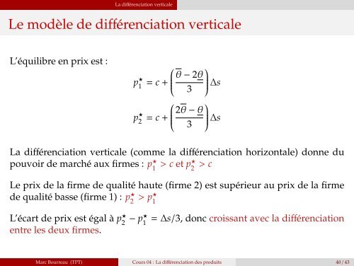 La diffÃ©renciation des produits - (SES) de Telecom ParisTech