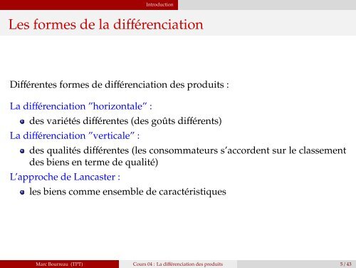 La diffÃ©renciation des produits - (SES) de Telecom ParisTech