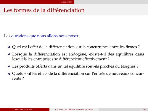 La diffÃ©renciation des produits - (SES) de Telecom ParisTech