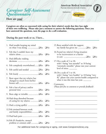Caregiver Self-Assessment Questionnaire - National Caregivers ...