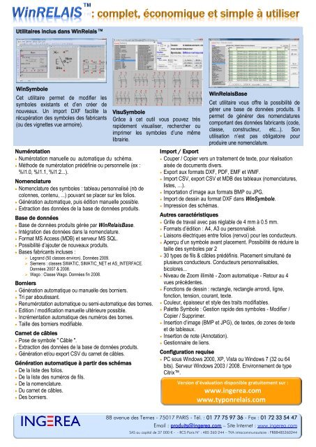 WinRelaisâ¢ est un logiciel de saisie de schÃ©mas Ã©lectrotechniques ...