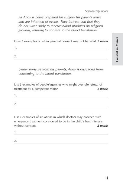 Questions and Answers in Medical Ethics Core Cases - PasTest