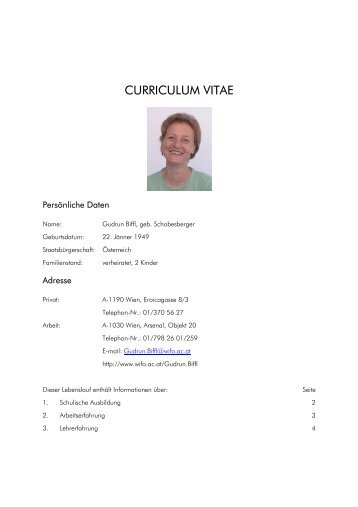 CURRICULUM VITAE - Gudrun Biffl - Wifo