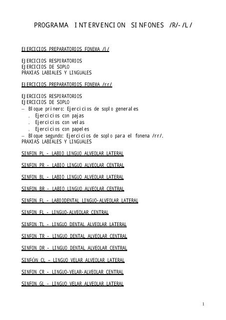 PROGRAMA INTERVENCION SINFONES /R/-/L/ - MultiMania