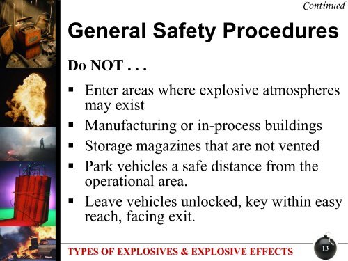 TYPES OF EXPLOSIVES & EXPLOSIVE EFFECTS