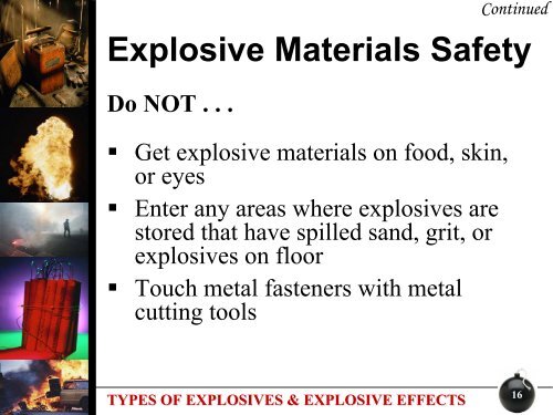 TYPES OF EXPLOSIVES & EXPLOSIVE EFFECTS