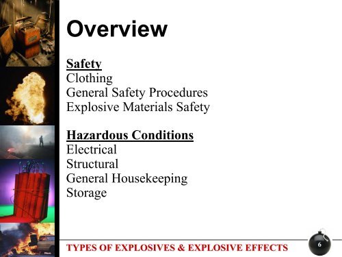 TYPES OF EXPLOSIVES & EXPLOSIVE EFFECTS