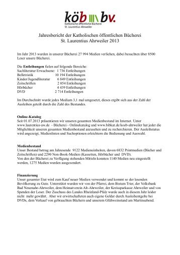 Jahresbericht 2013 - St. Laurentius Ahrweiler