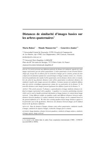 Distances de similaritÃ© d'images basÃ©es sur les arbres quaternaires1