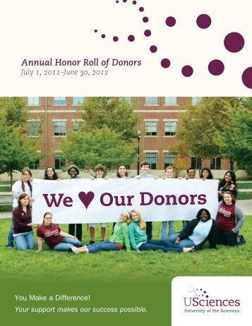 We Our Donors - University of the Sciences in Philadelphia