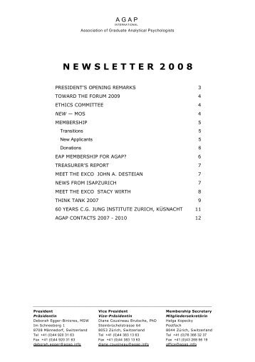 Download AGAP Newsletter 2008 in English as a PDF file.