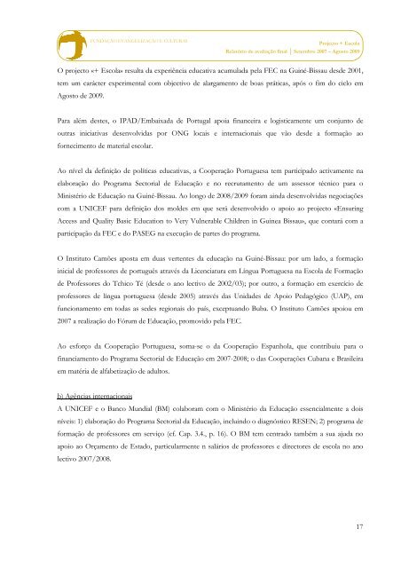 Consulte aqui o Relatório de Avaliação Final do Projecto "+ ... - FEC