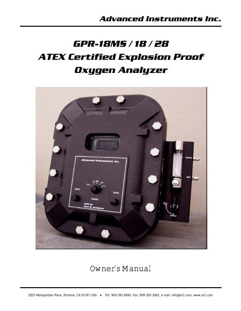 GPR-18 MS ATEX Explosion Proof PPB Oxygen Analyzer.