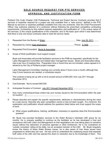 sole source request for pte services approval and justification form