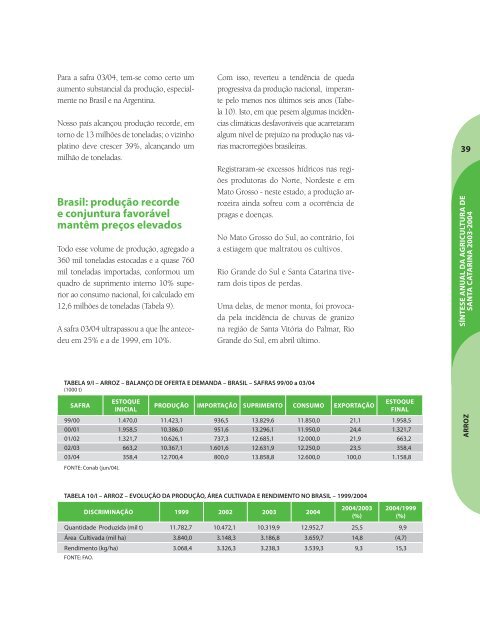 SÃ­ntese Anual da Agricultura de Santa Catarina - 2003-2004 - Cepa