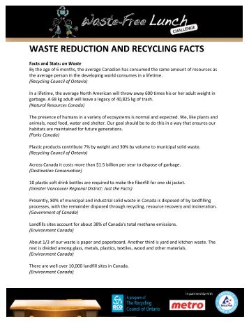 waste reduction and recycling facts - Waste-Free Lunch Challenge