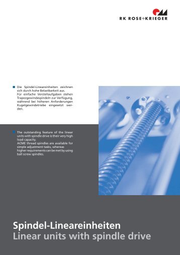 Spindel-Lineareinheiten Linear units with spindle drive