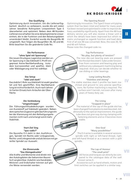 Spindel-Lineareinheiten Linear units with spindle drive