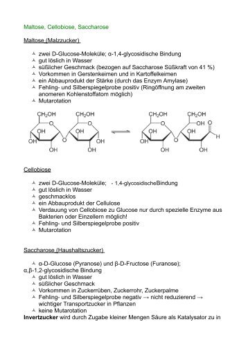 Maltose, Cellobiose, Saccharose Maltose (Malzzucker ... - herregger