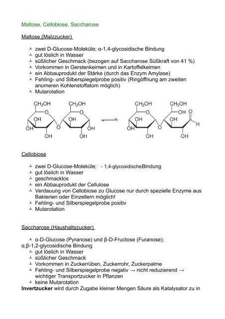 Maltose, Cellobiose, Saccharose Maltose (Malzzucker ... - herregger