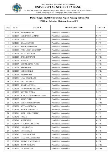 Fakultas Matematika dan IPA - Universitas Negeri Padang