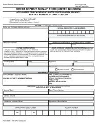 direct deposit sign-up form (united kingdom) - Social Security