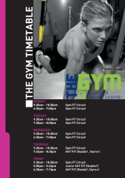 THE GYM TIMETABLE