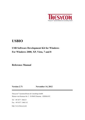 USBIO Reference Manual - Thesycon Systemsoftware & Consulting ...