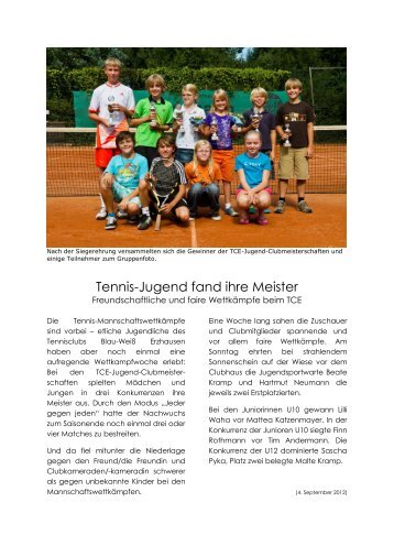 Tennis-Jugend fand ihre Meister - Tennisclub Blau-Weiß Erzhausen ...