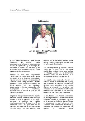 AN Dr. Carlos Monge Cassinelli - academia nacional de medicina ...