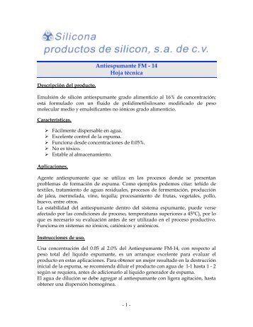 ANTIESPUMANTE FM-14 - Silicona.com.mx