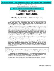 August - New York State Regents Earth Science