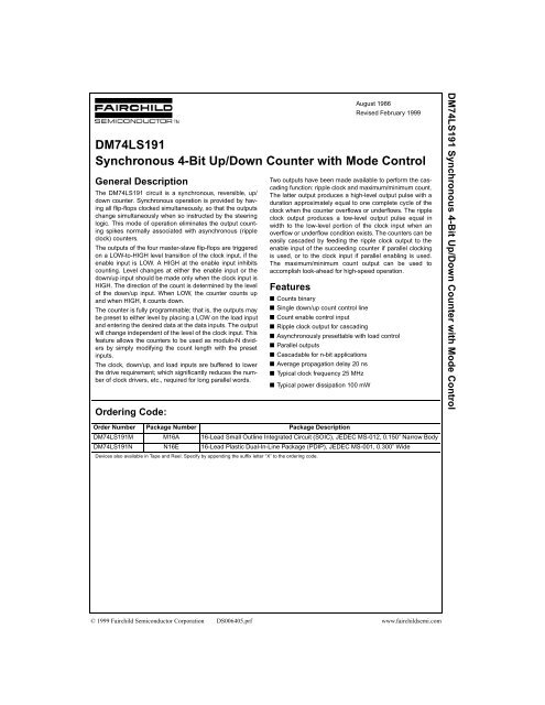 DM74LS191 Synchronous 4-Bit Up/Down Counter with Mode Control