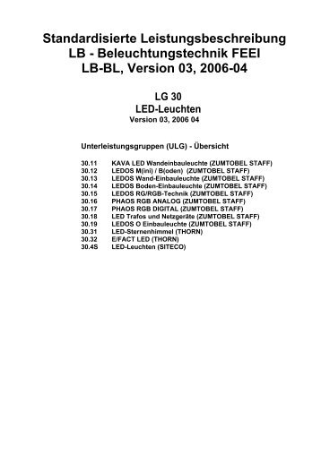 Beleuchtungstechnik FEEI LB-BL, Version 03, 2006-04