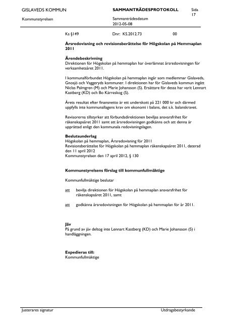 Kommunstyrelsens protokoll 2012-05-08.pdf - Gislaveds kommun