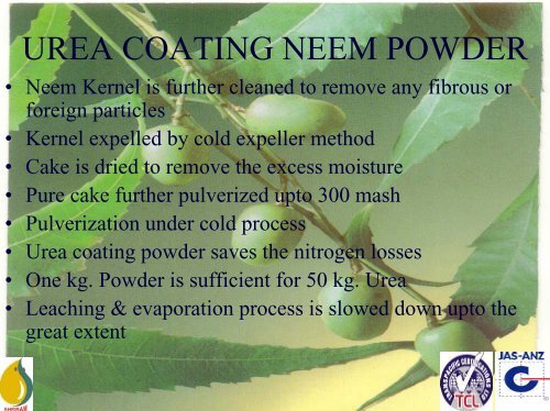 production of value added neem products for pest management