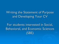 Writing the Statement of Purpose and Developing Your CV - (SBE)