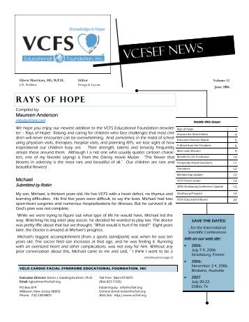 English Newsletter - Velo-Cardio-Facial Syndrome Educational ...