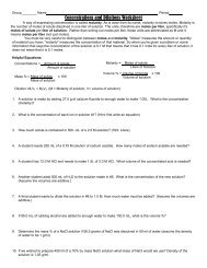 Concentrations and Dilutions Worksheet