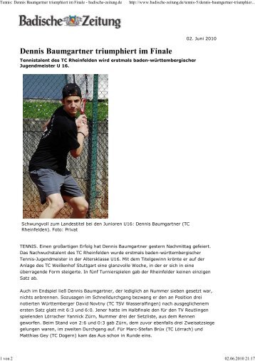 Dennis Baumgartner triumphiert im Finale - Tennisclub Rheinfelden ...