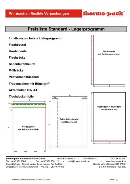 Preisliste Standard - Lagerprogramm - Thermo-pack Kunststoff ...