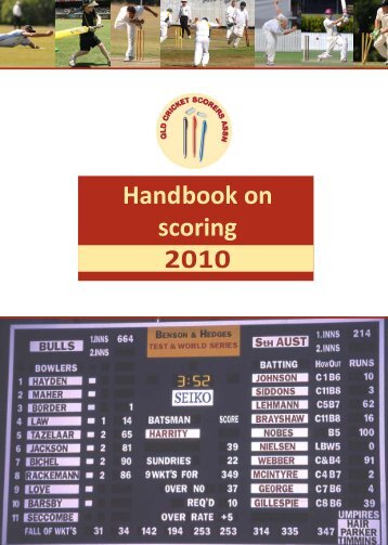 QCSA Handbook on scoring 2010 - Queensland Cricket