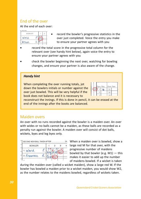 QCSA Handbook on scoring 2010 - Queensland Cricket