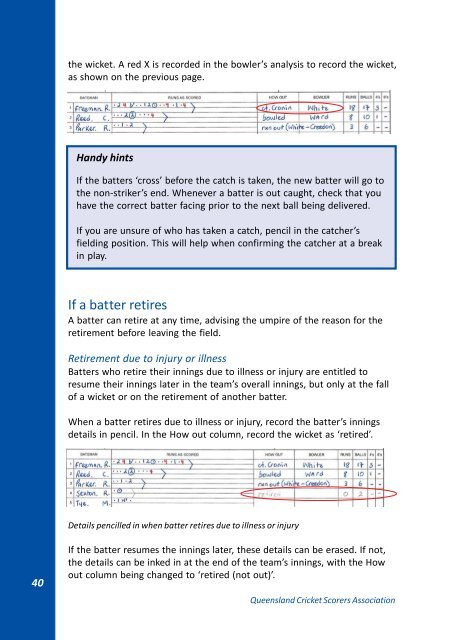 QCSA Handbook on scoring 2010 - Queensland Cricket