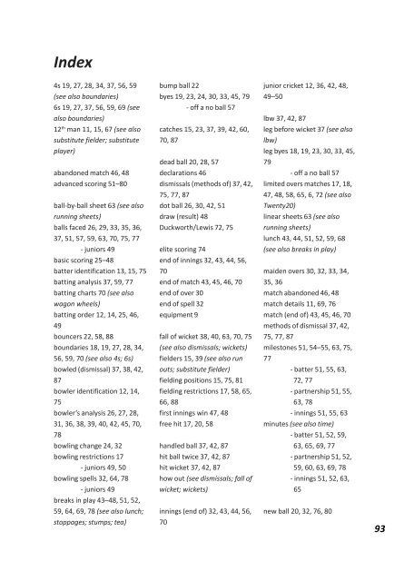 QCSA Handbook on scoring 2010 - Queensland Cricket