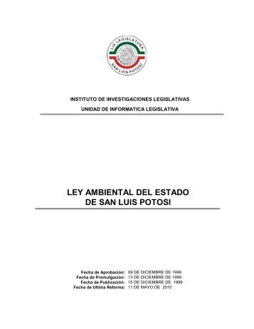 LEY AMBIENTAL DEL ESTADO DE SAN LUIS POTOSI - Instituto ...