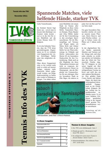 Tennis Info des TVK - Tennisverein Köppern eV